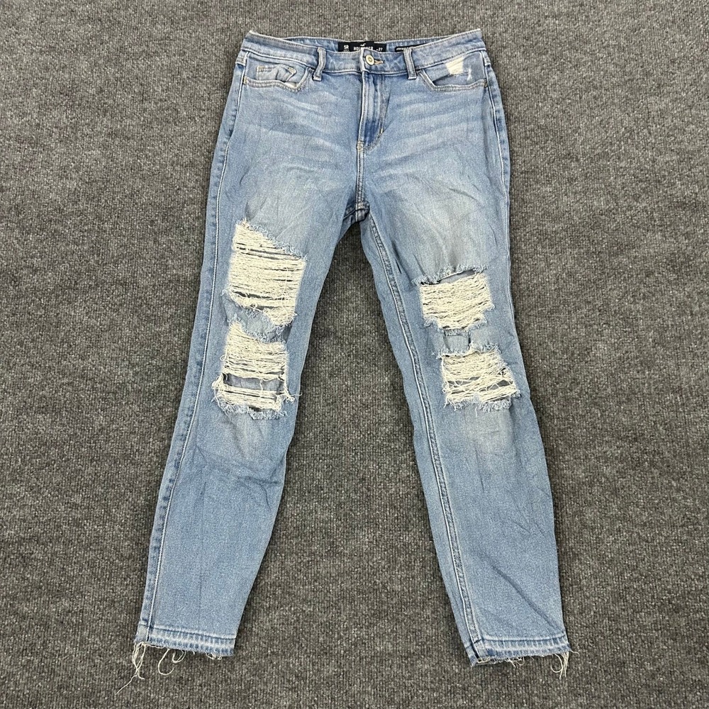 Hollister Jeans Womens Size 5R W27 Light Wash Distressed High Rise Skinny Crop